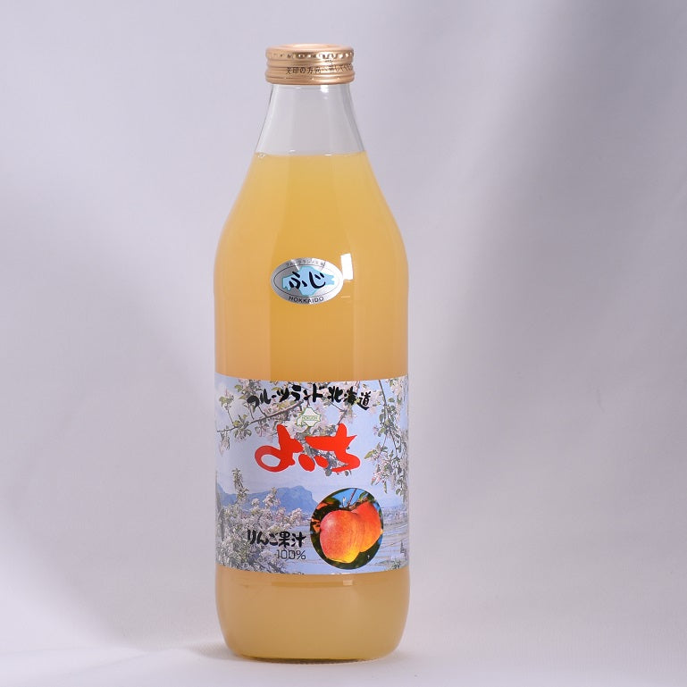 北王よいち　北海道余市産果汁100％ りんごジュース ふじ 1,000ml ボトル正面の写真
