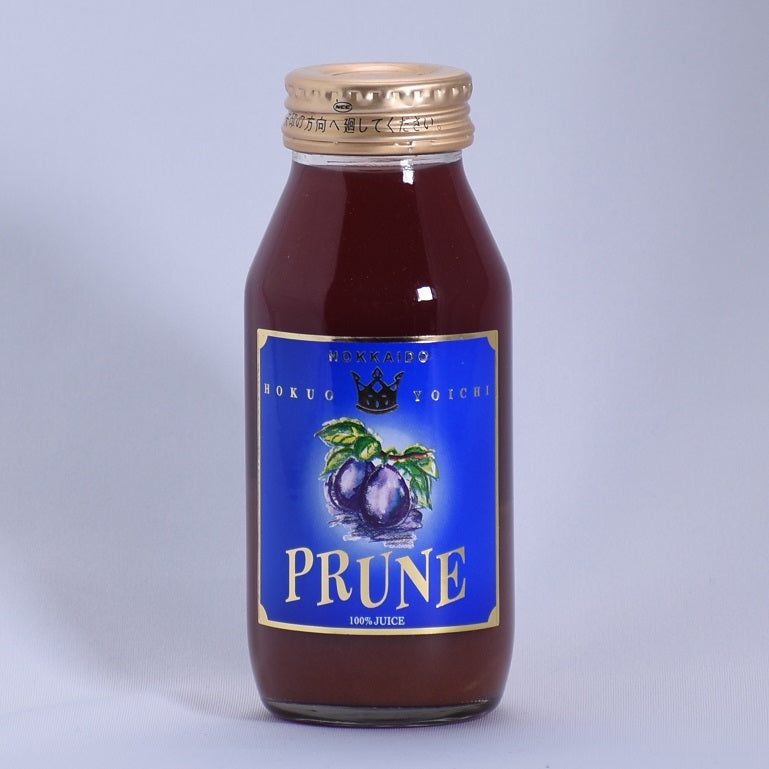 北王よいち　北海道余市産果汁100％ プルーンジュース  180ml　ボトル正面の写真